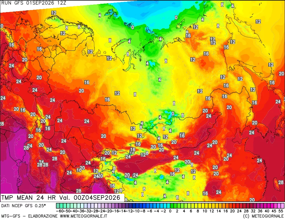 mappa Temperatura media 24 ore