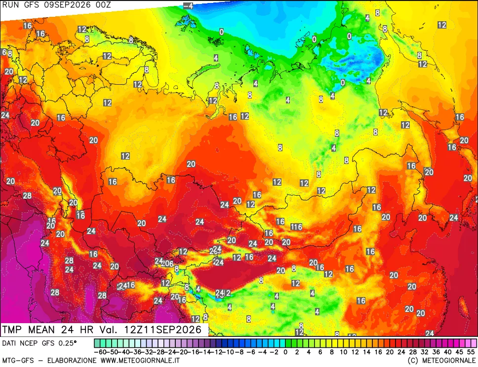 mappa Temperatura media 24 ore