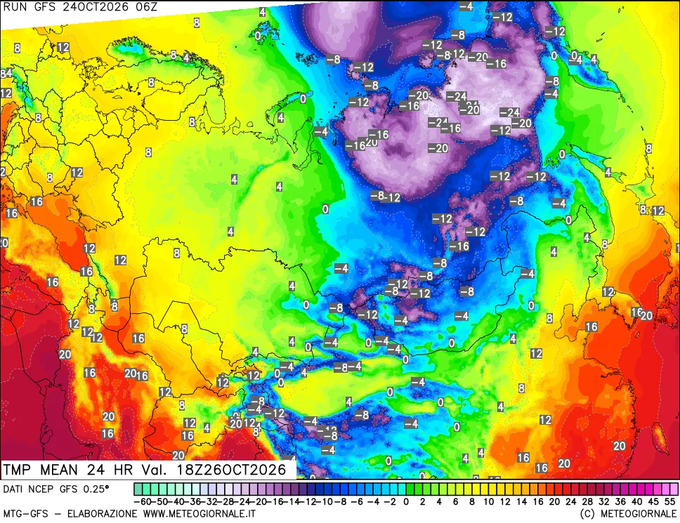 mappa Temperatura media 24 ore