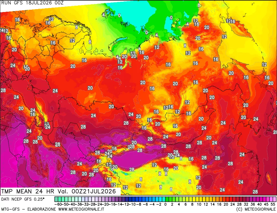 mappa Temperatura media 24 ore