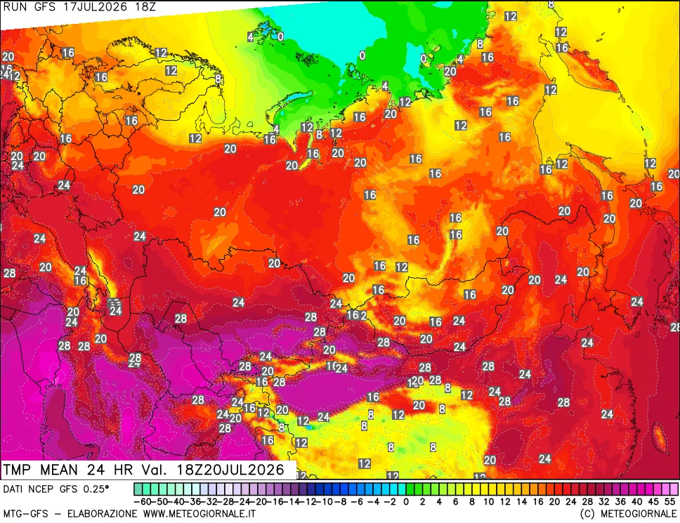 mappa Temperatura media 24 ore