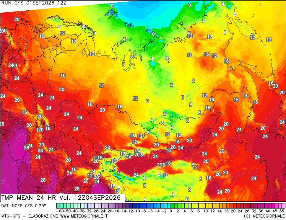mappa Temperatura media 24 ore
