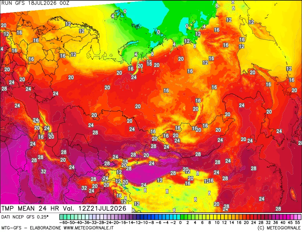 mappa Temperatura media 24 ore