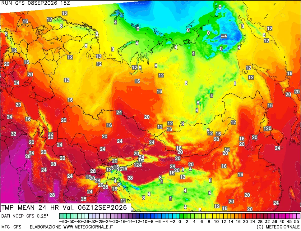 mappa Temperatura media 24 ore