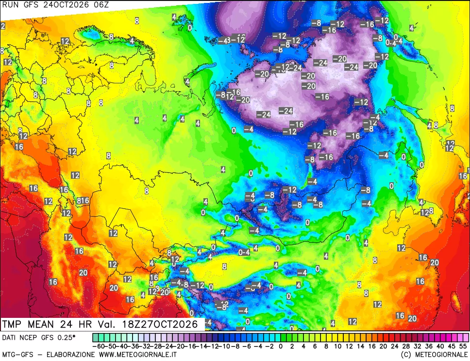 mappa Temperatura media 24 ore