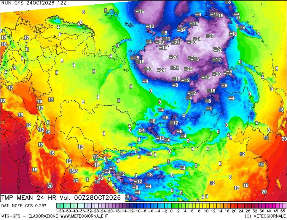 mappa Temperatura media 24 ore