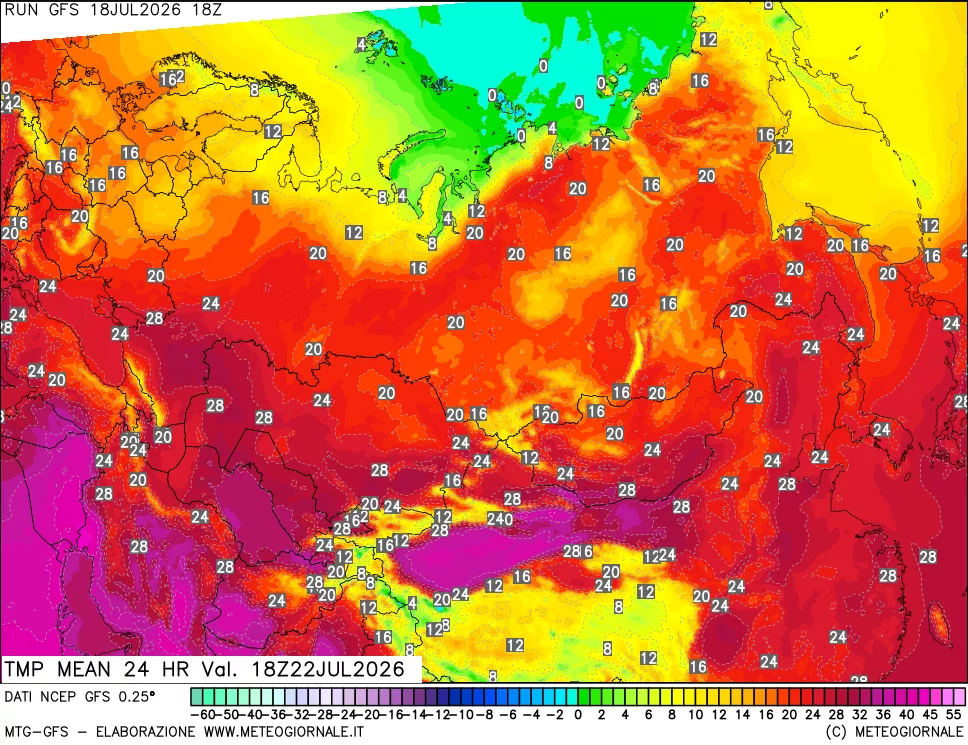 mappa Temperatura media 24 ore