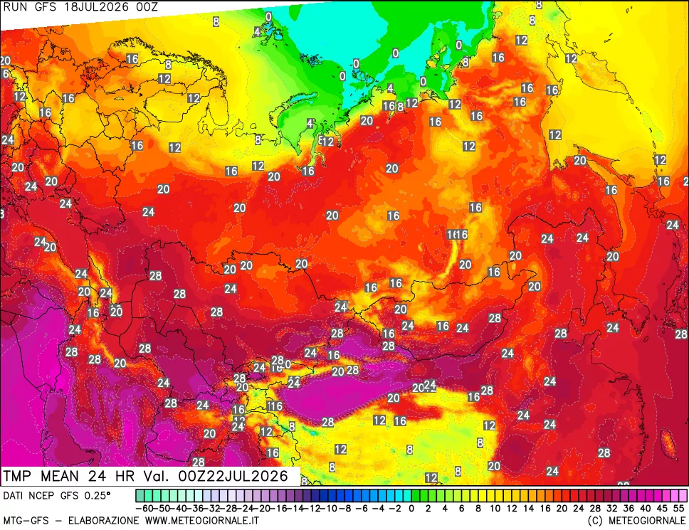 mappa Temperatura media 24 ore