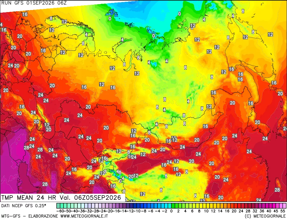 mappa Temperatura media 24 ore
