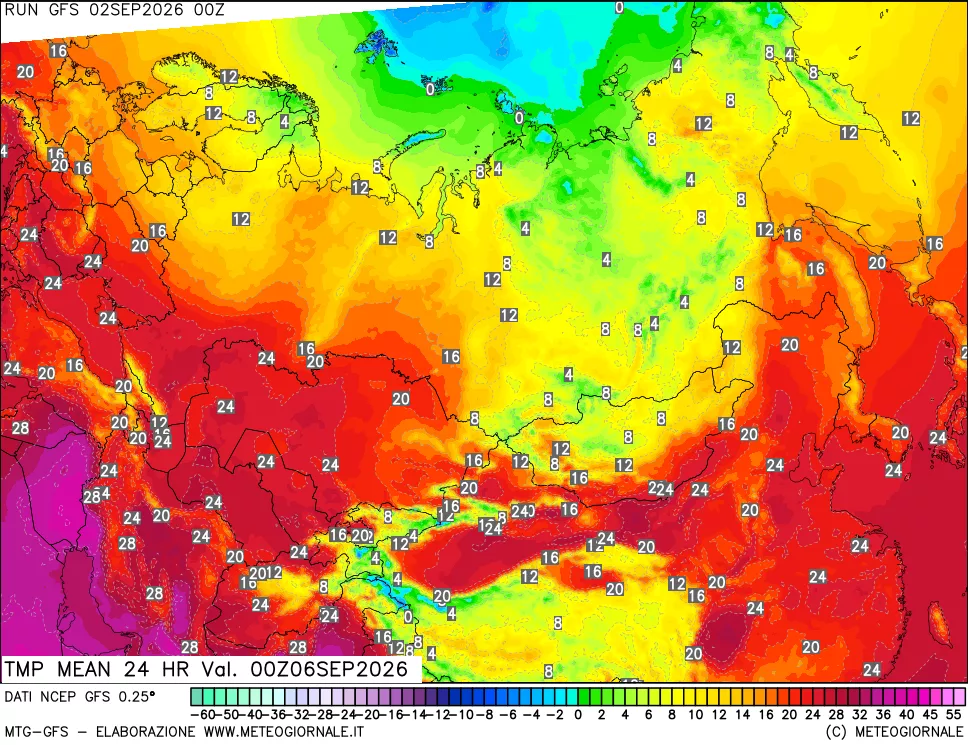 mappa Temperatura media 24 ore