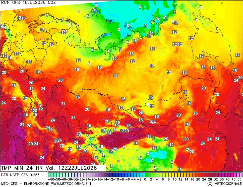 mappa Temperatura minima 24 ore