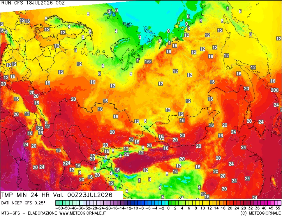 mappa Temperatura minima 24 ore