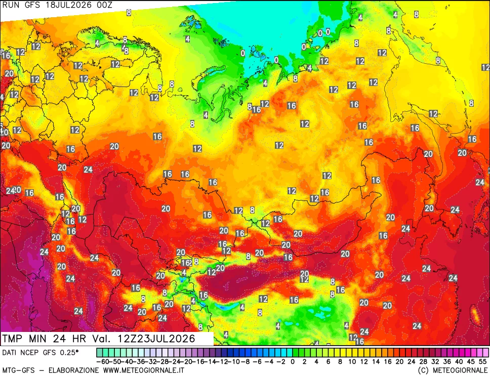 mappa Temperatura minima 24 ore