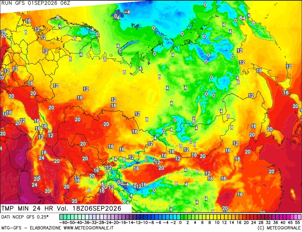 mappa Temperatura minima 24 ore