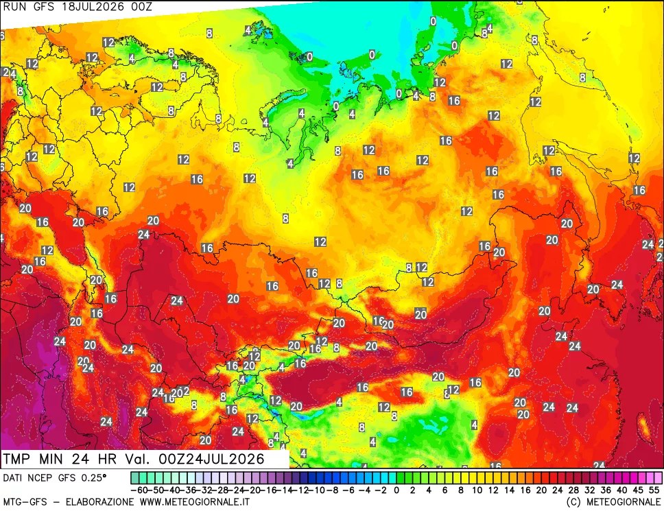 mappa Temperatura minima 24 ore