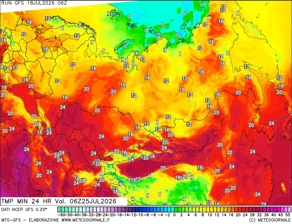 mappa Temperatura minima 24 ore