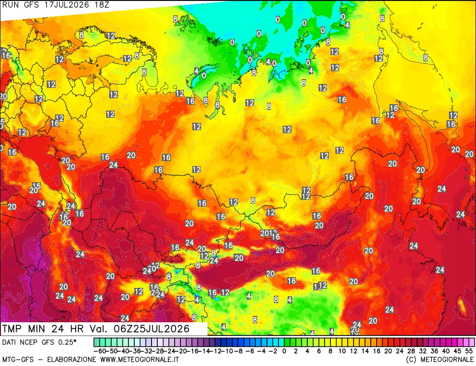 mappa Temperatura minima 24 ore