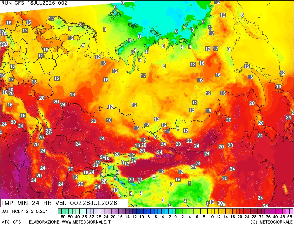 mappa Temperatura minima 24 ore