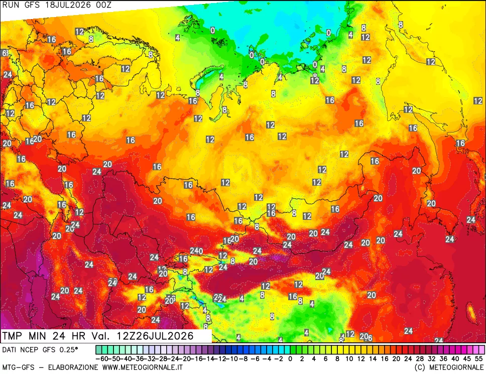 mappa Temperatura minima 24 ore