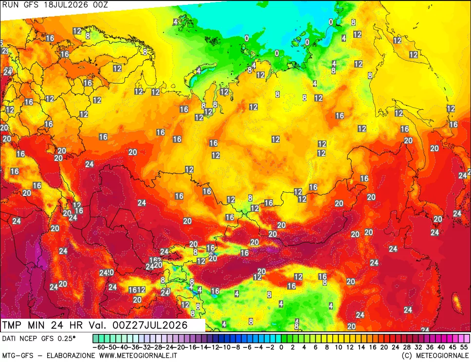 mappa Temperatura minima 24 ore