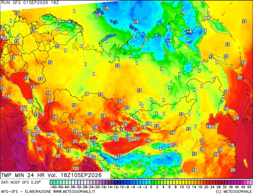mappa Temperatura minima 24 ore