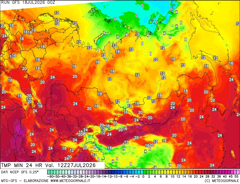 mappa Temperatura minima 24 ore