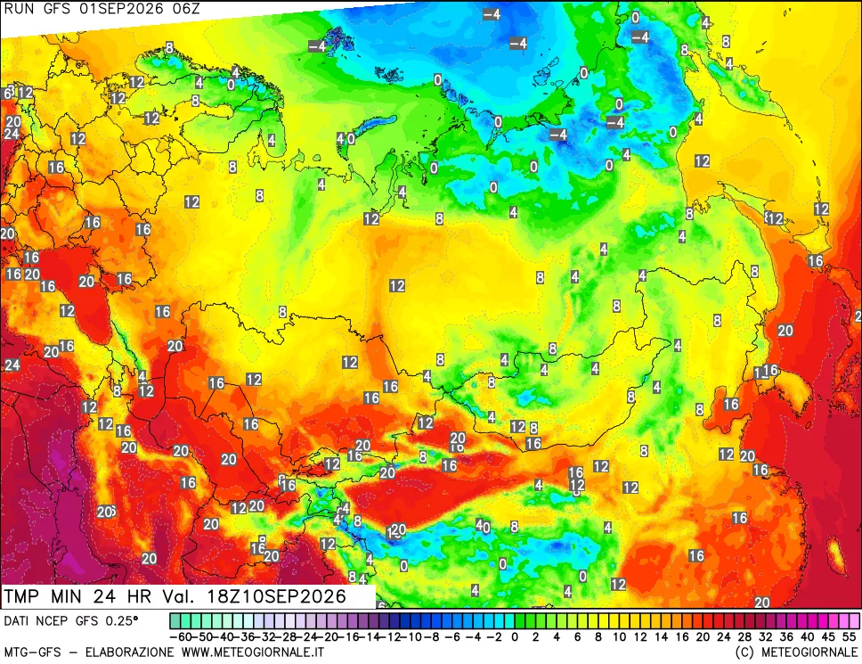 mappa Temperatura minima 24 ore