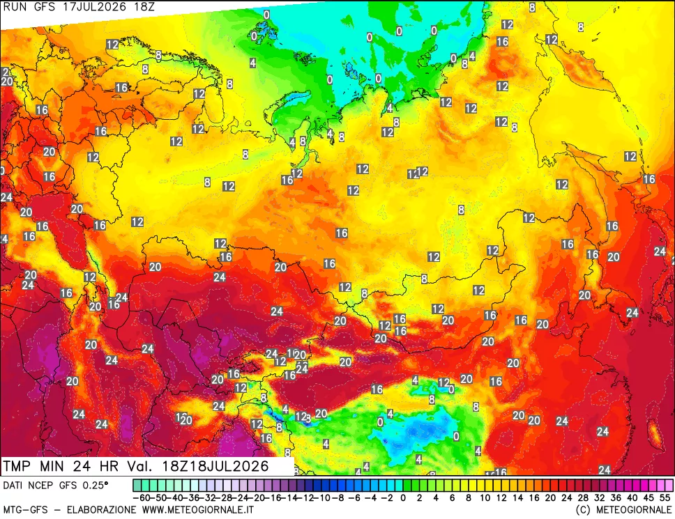 mappa Temperatura minima 24 ore