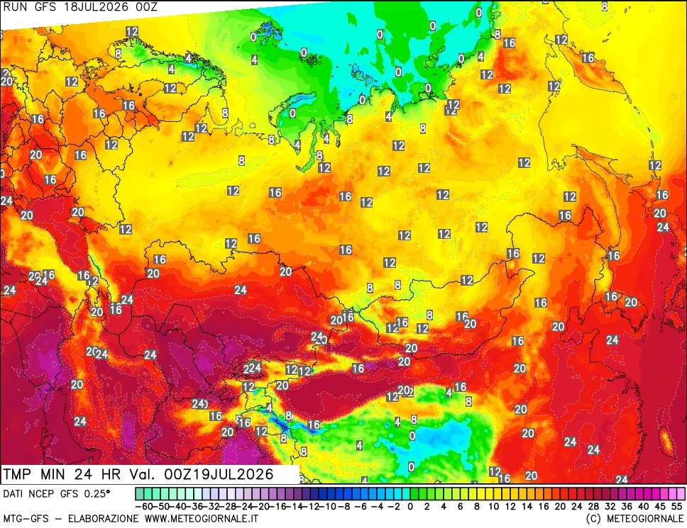 mappa Temperatura minima 24 ore