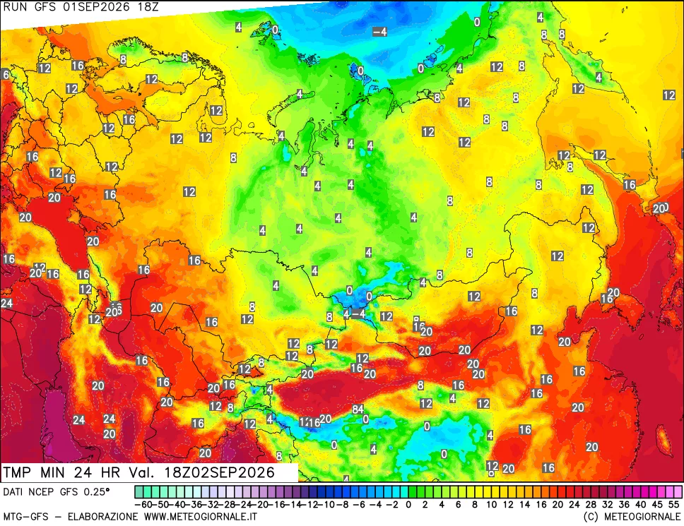 mappa Temperatura minima 24 ore