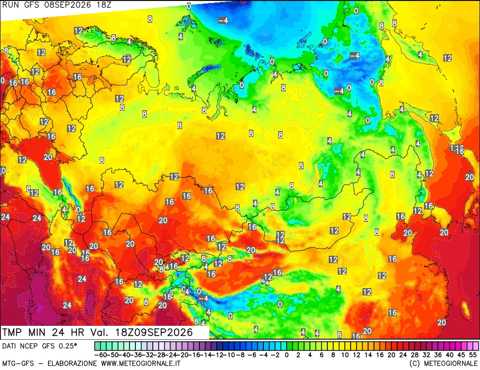 mappa Temperatura minima 24 ore