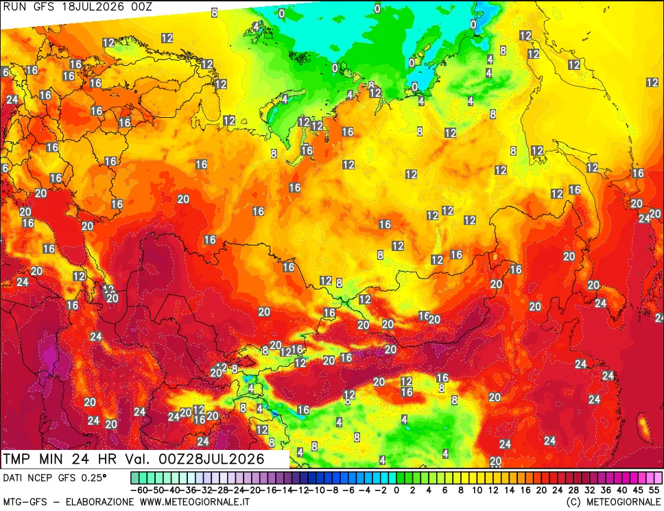 mappa Temperatura minima 24 ore