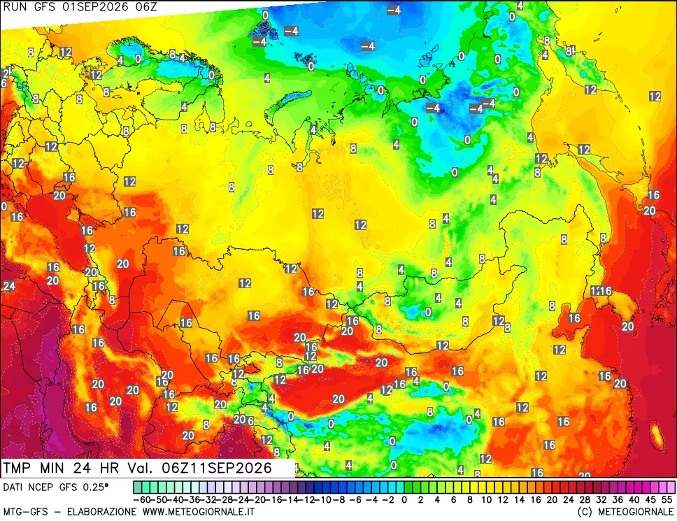 mappa Temperatura minima 24 ore