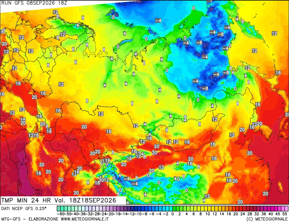 mappa Temperatura minima 24 ore