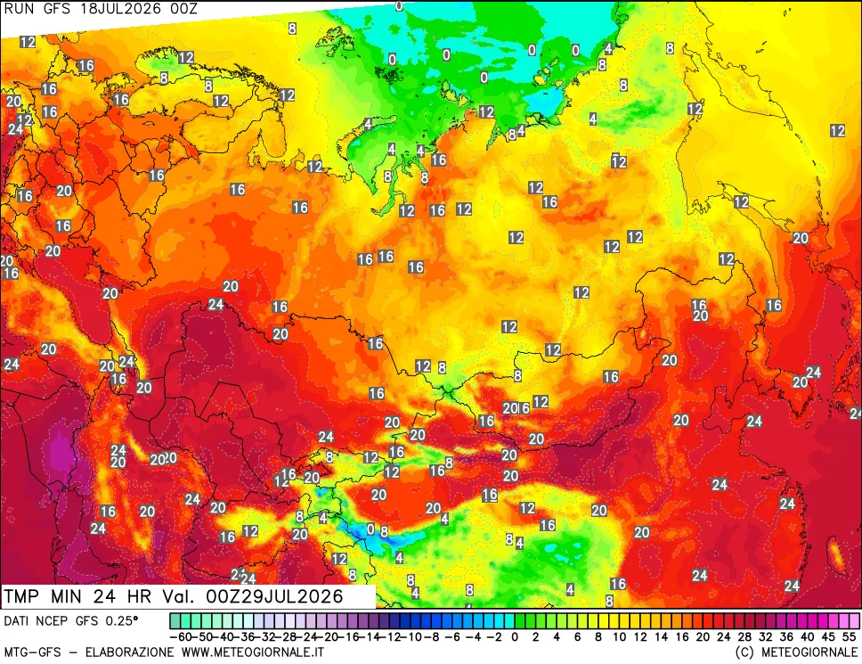 mappa Temperatura minima 24 ore