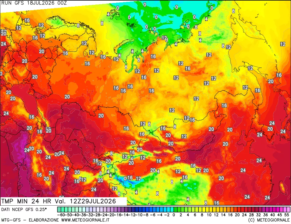 mappa Temperatura minima 24 ore