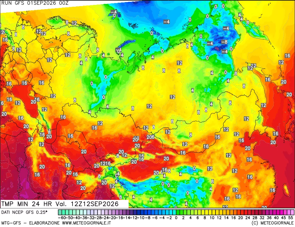 mappa Temperatura minima 24 ore