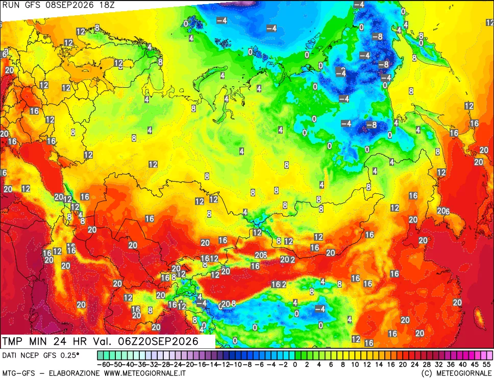 mappa Temperatura minima 24 ore