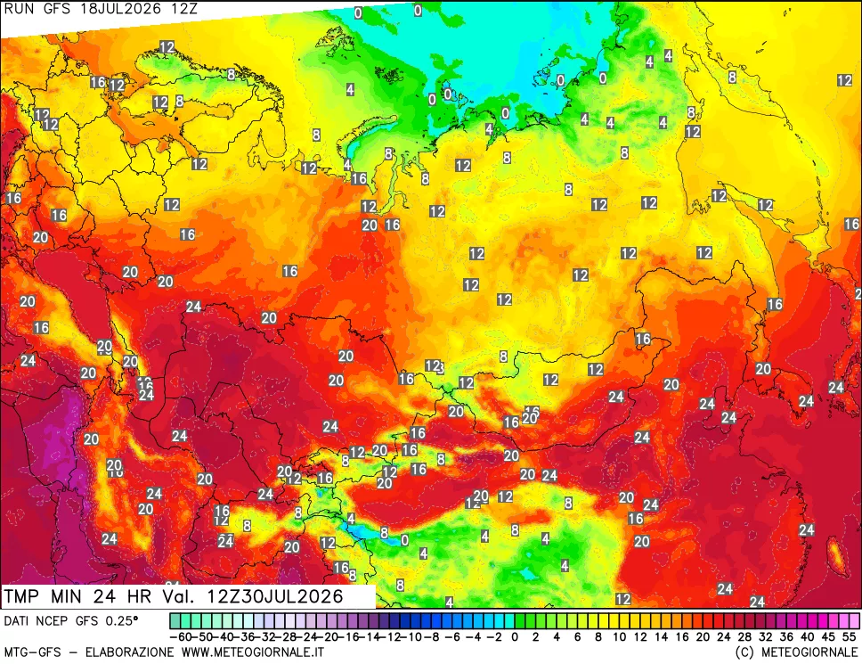 mappa Temperatura minima 24 ore