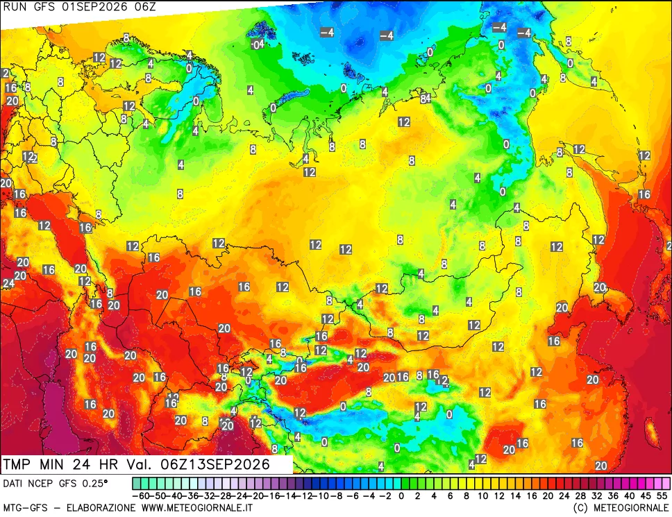 mappa Temperatura minima 24 ore