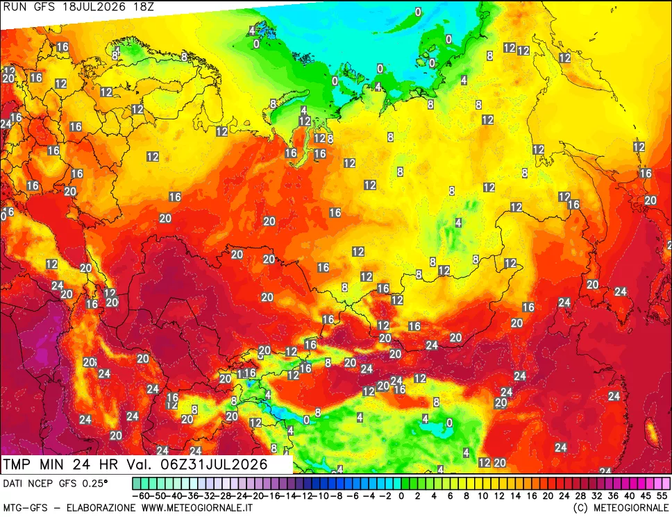 mappa Temperatura minima 24 ore