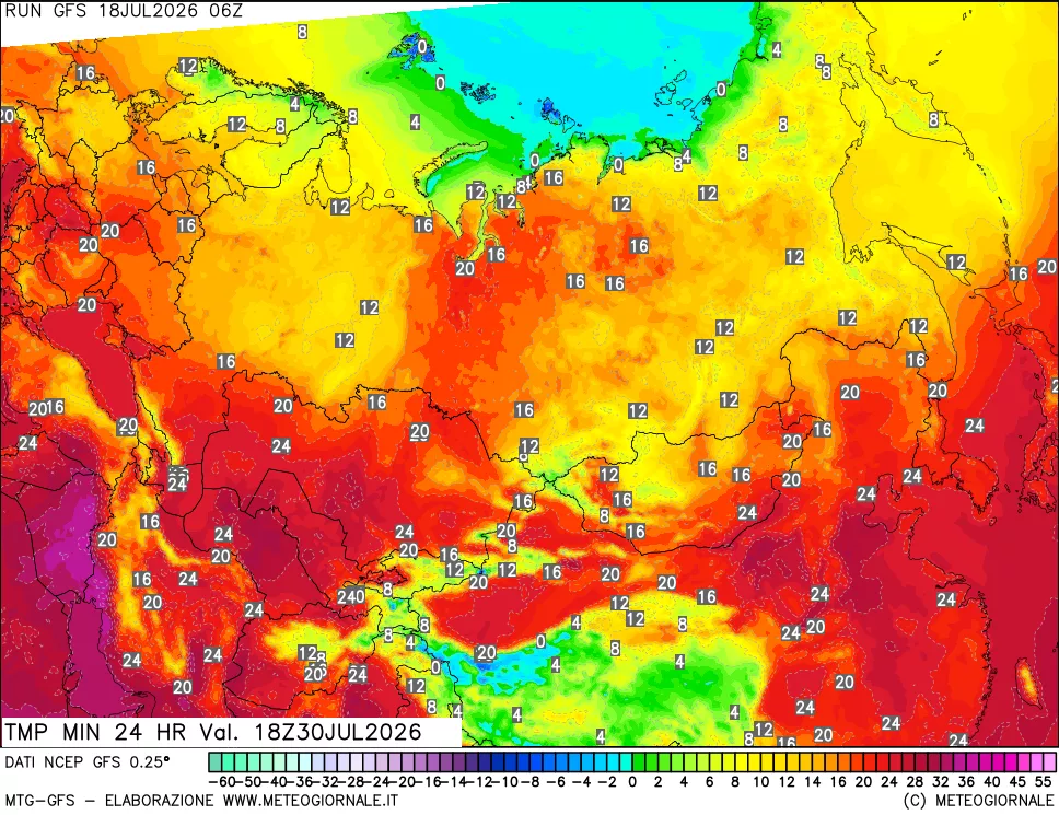 mappa Temperatura minima 24 ore