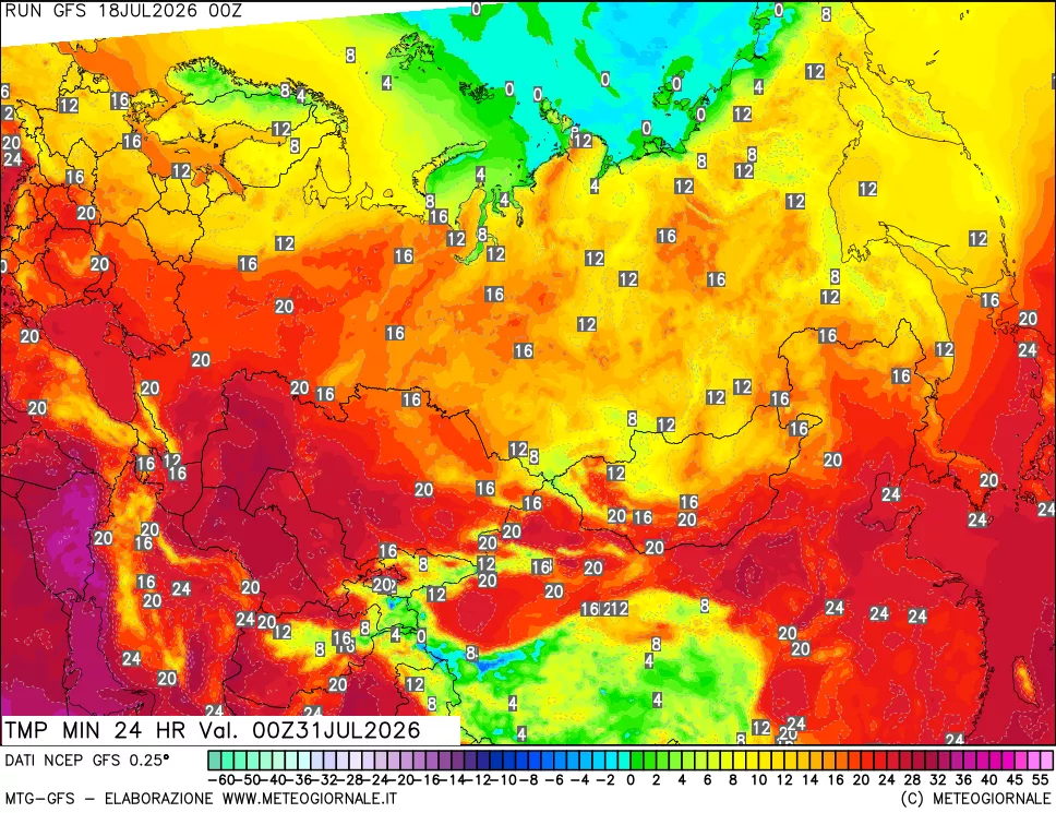 mappa Temperatura minima 24 ore