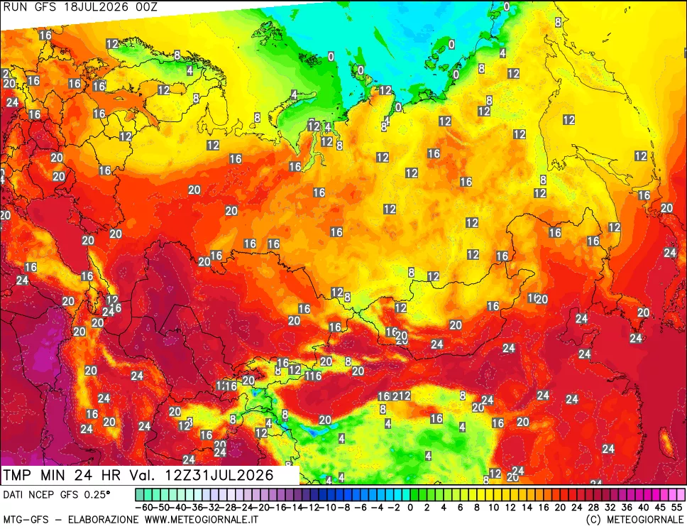 mappa Temperatura minima 24 ore