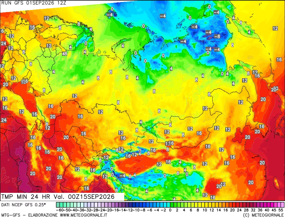 mappa Temperatura minima 24 ore