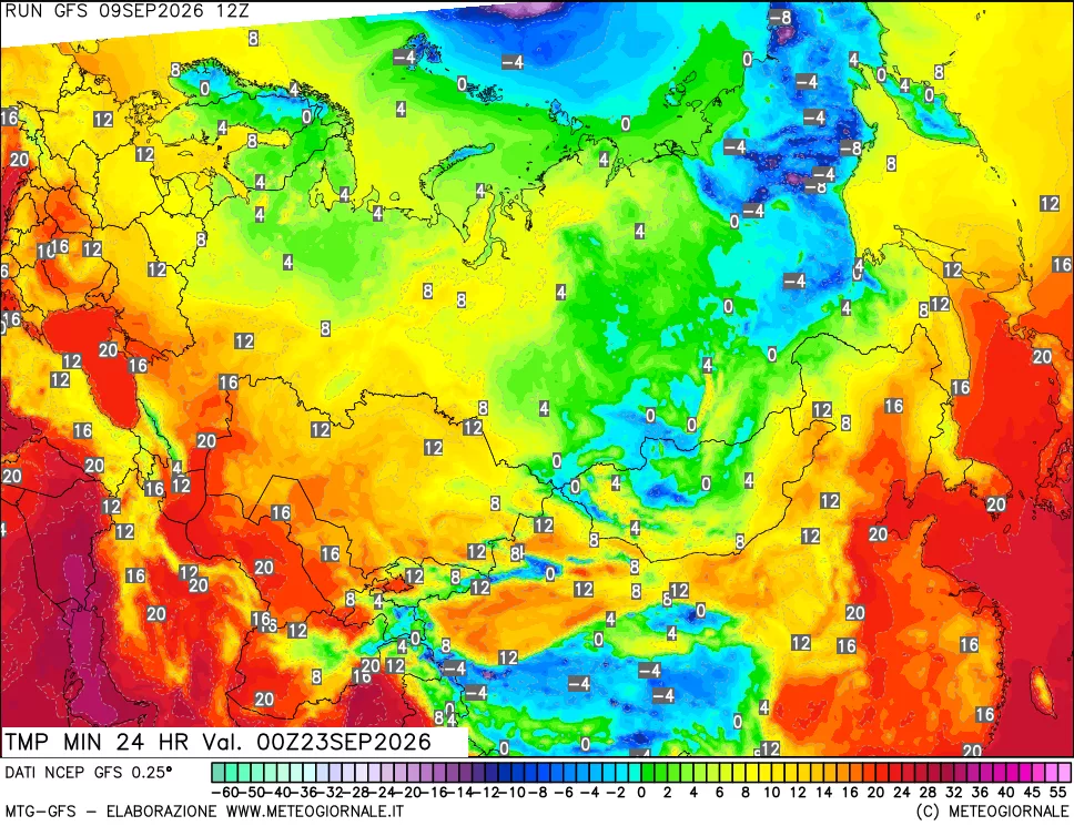 mappa Temperatura minima 24 ore