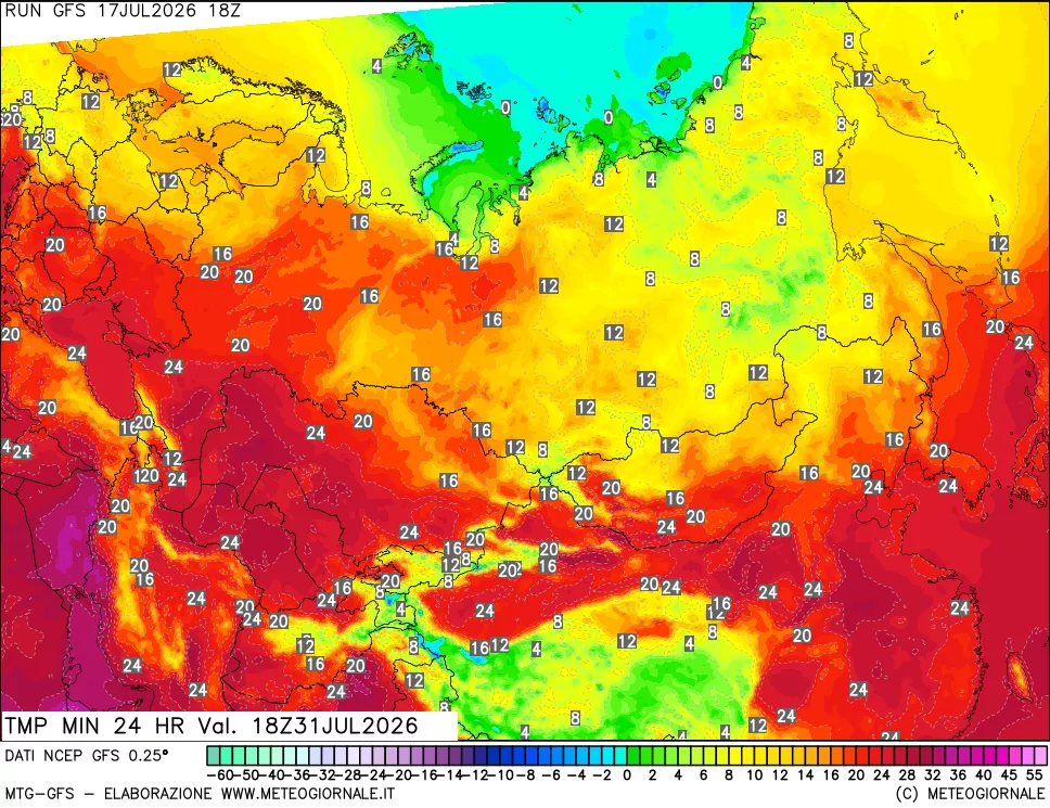 mappa Temperatura minima 24 ore