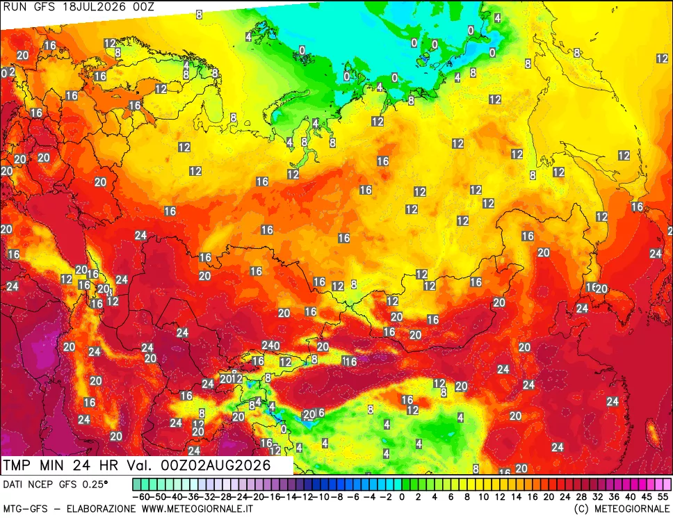 mappa Temperatura minima 24 ore