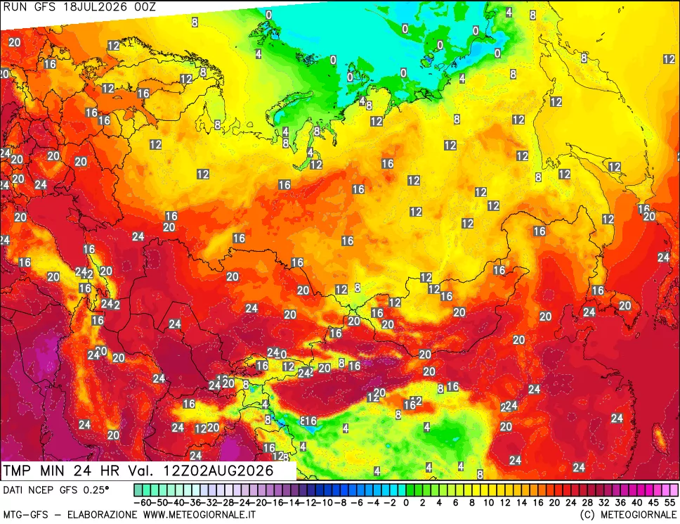mappa Temperatura minima 24 ore