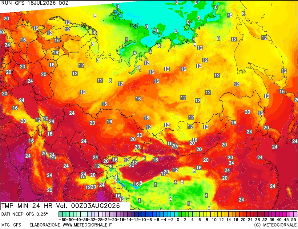 mappa Temperatura minima 24 ore